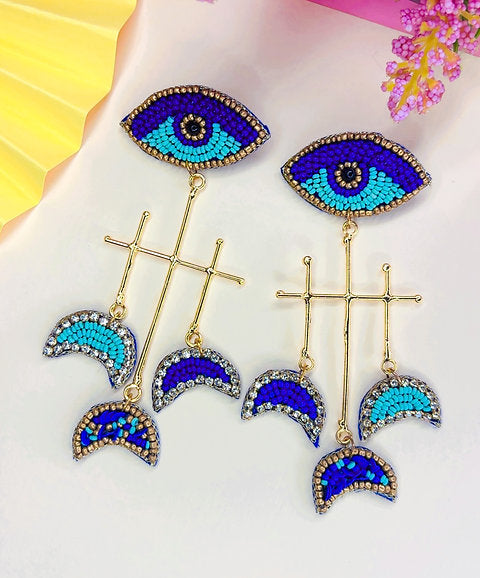 Evil Eye Beaded Earring (Blue)
