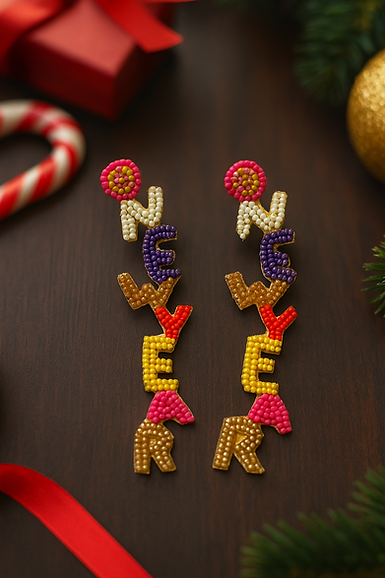 New Year Beaded Earring